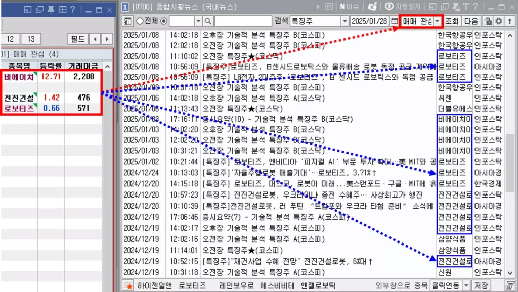 관심종목에 있는 종목의 뉴스만 보는 방법 (2)