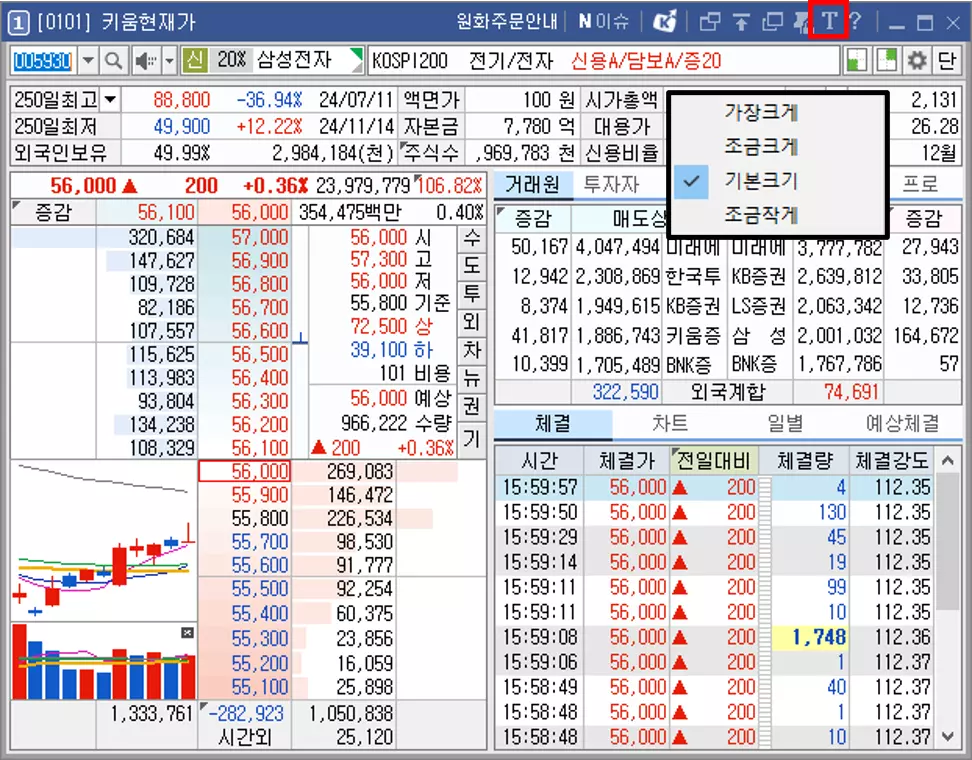 HTS 글자 크기 및 굵기 변경 방법 (1)