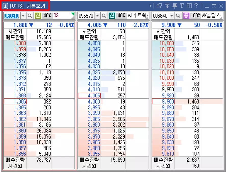 관심종목 메뉴 복수 연동 기능 활용 방법 (2)