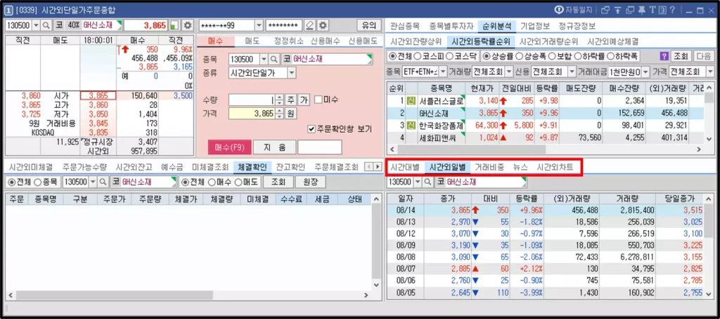 종목별 과거 시간 외 단일가 등락률 확인 방법 (2)